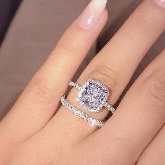 Sterling Silver Engagement Set Ring - Picture 3 of 4